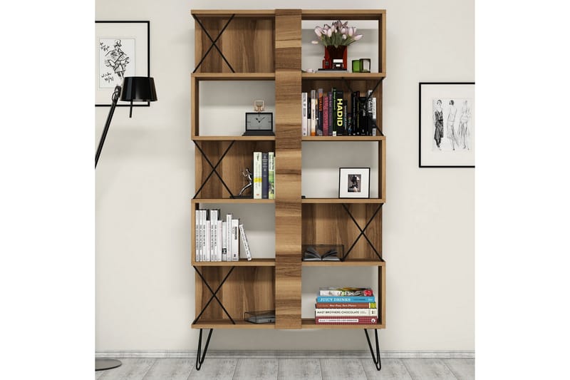VARRED Skrivbord 120 cm med Förvaring Hylla + Bokhylla Brun/ - Svart/Ek/Brun - Möbler - Hemmakontor - Skrivbord