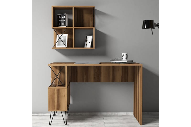 VARRED Skrivbord 120cm Förvaring Hylla+Bokhylla Liten Brun/S - Möbler - Hemmakontor - Skrivbord