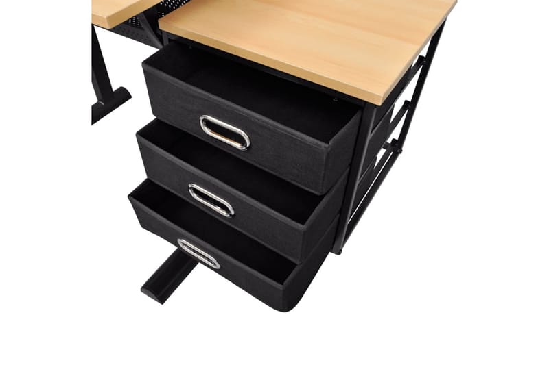 Vinklingsbart ritbord med 3 lådor och 1 pall - Brun - Möbler - Hemmakontor - Skrivbord