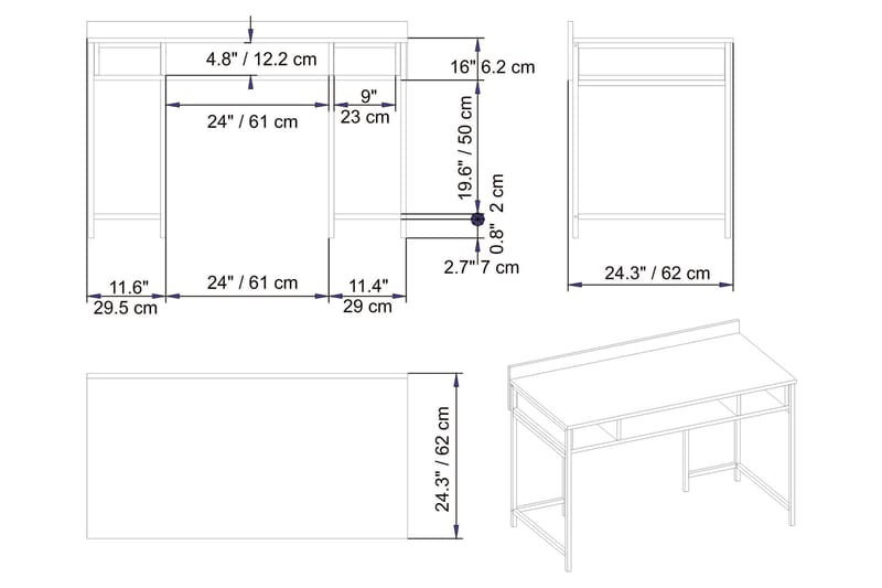 VORMSELE Skrivbord 120 cm med Förvaring 3 Hyllor Guld - Möbler - Hemmakontor - Skrivbord