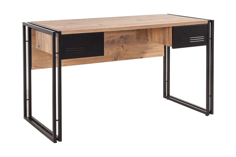 WARTA Skrivbord 139 cm med Förvaring 2 Lådor Trä/Svart - Trä/Svart - Bord - Skrivbord