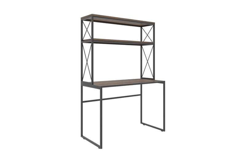 WAYFORD Skrivbord 105 cm med Förvaring Hyllor Svart/Trä/Natu - Möbler - Hemmakontor - Skrivbord