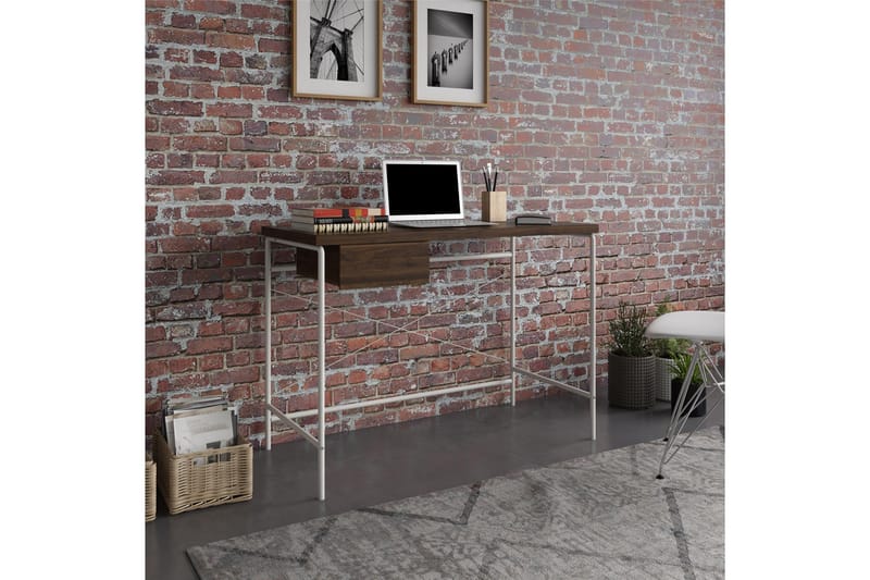WEBSTER Skrivbord 107 cm med Förvaring Låda Valnötsbrun - Novogratz - Möbler - Hemmakontor - Skrivbord