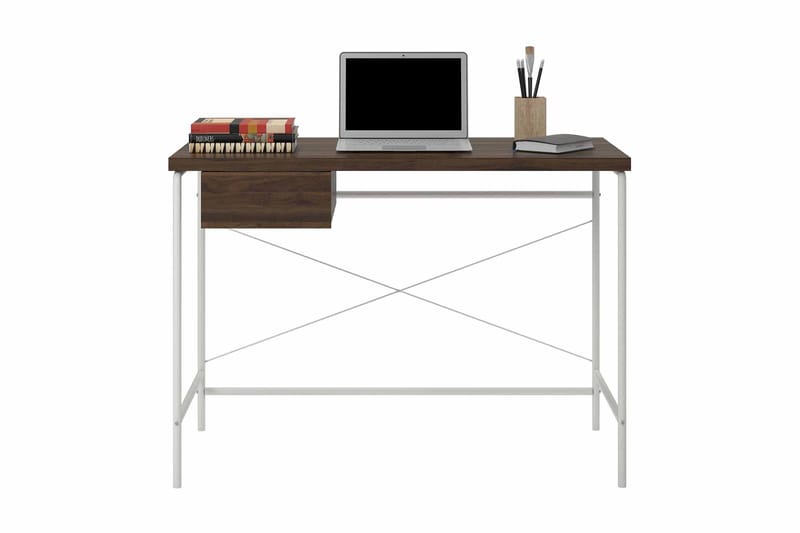 WEBSTER Skrivbord 107 cm med Förvaring Låda Valnötsbrun - Novogratz - Möbler - Hemmakontor - Skrivbord