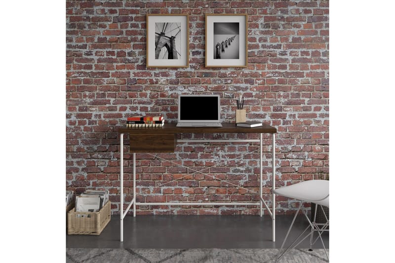 WEBSTER Skrivbord 107 cm med Förvaring Låda Valnötsbrun - Novogratz - Möbler - Hemmakontor - Skrivbord