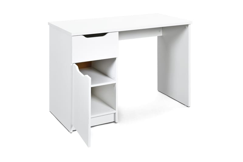 WESTPHALEN Skrivbord 115 cm med Förvaring Låda + Skåp Vit - Skrivbord - Bord
