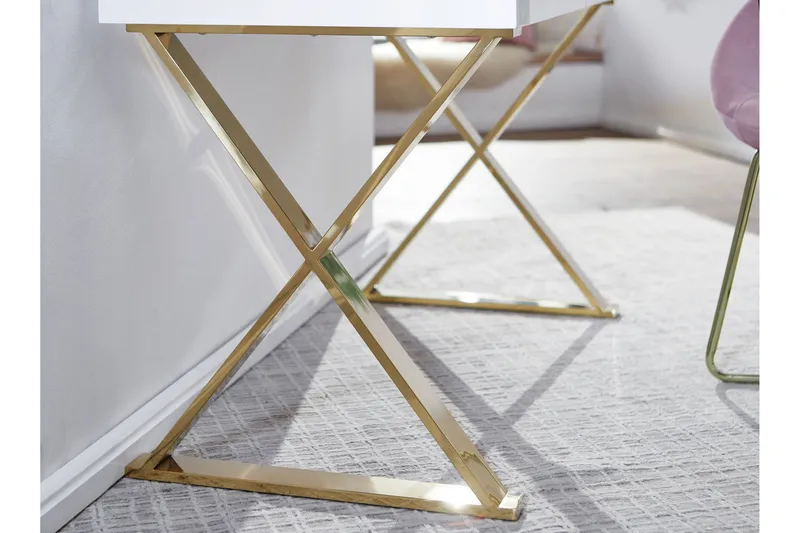 Willowdale Skrivbord 118 cm med Förvaring 2 Lådor - Vit/Guld - Möbler - Hemmakontor - Skrivbord