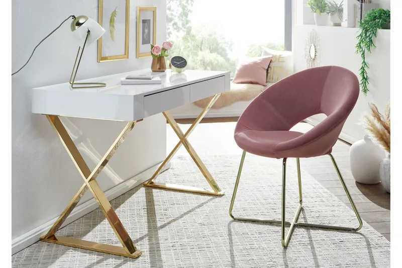 Willowdale Skrivbord 118 cm med Förvaring 2 Lådor - Vit/Guld - Möbler - Hemmakontor - Skrivbord