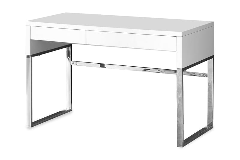 WILMES Skrivbord 120 cm med Förvaring Lådor Vit/Krom - Skrivbord - Bord
