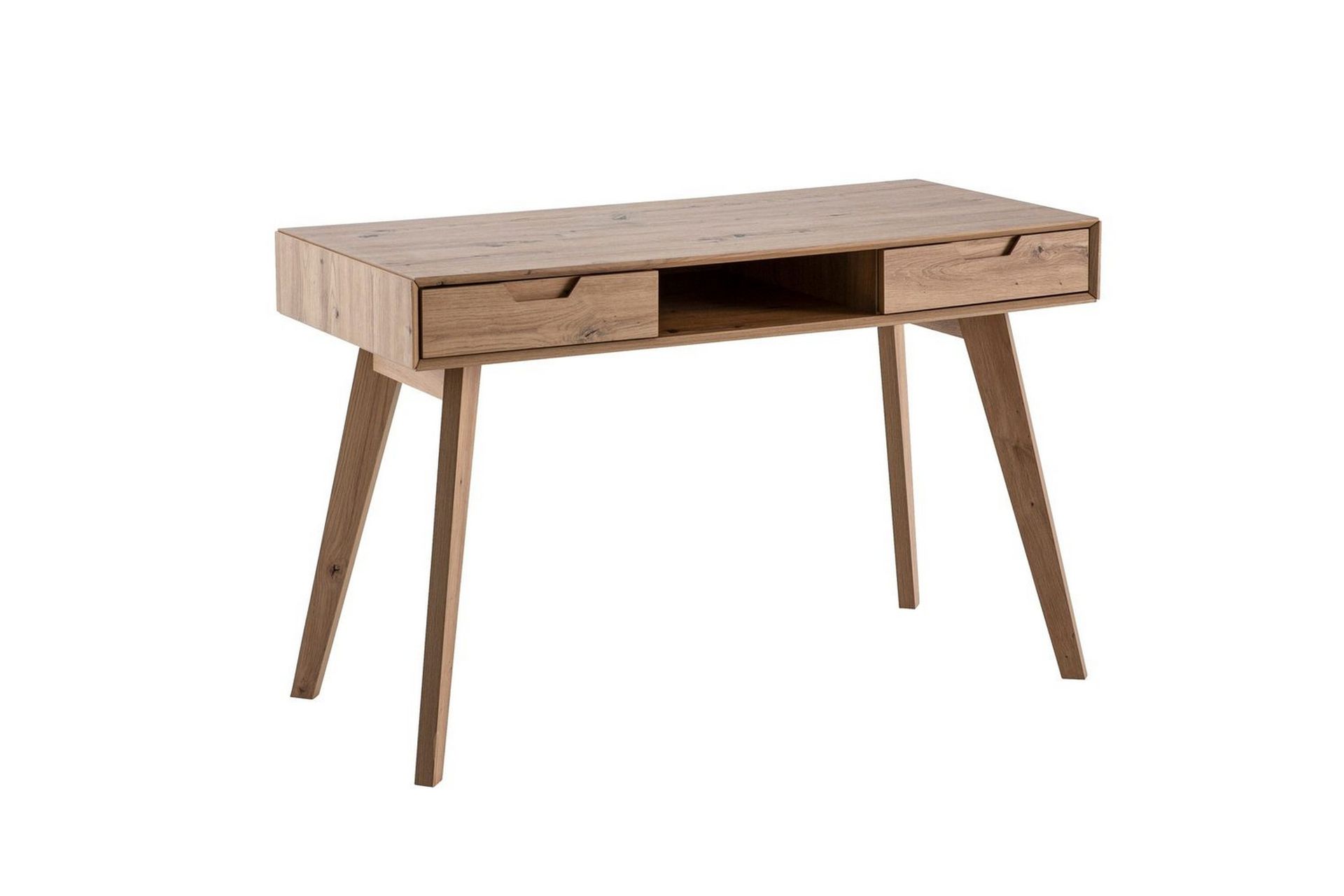 Skrivbord Wohnling Ek i tr&auml;stil 120 cm med 2 l&aring;dor F&ouml;rvaringsutrymme Modern -