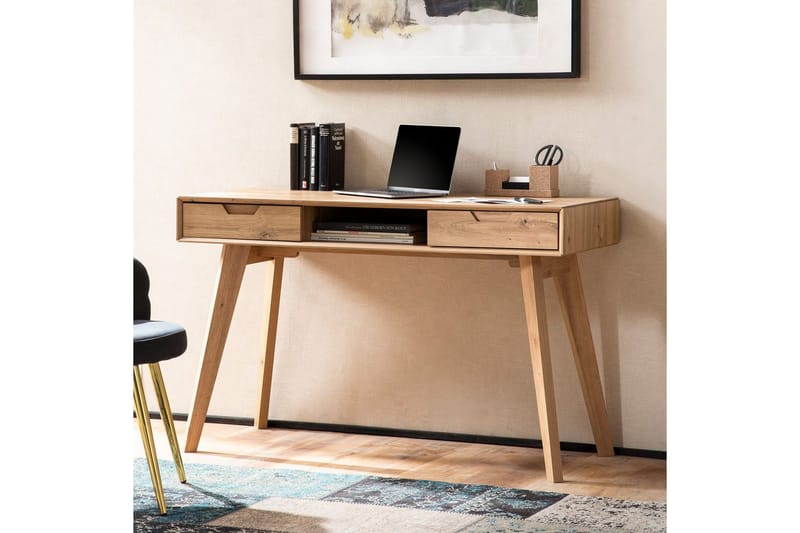 Skrivbord Wohnling Ek i trästil 120 cm med 2 lådor Förvaringsutrymme Modern - Möbler - Hemmakontor - Skrivbord