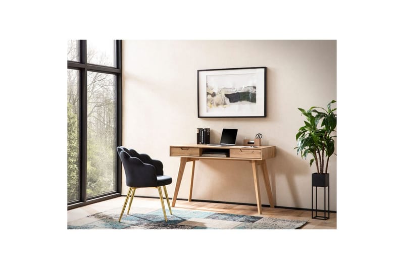 Skrivbord Wohnling Ek i trästil 120 cm med 2 lådor Förvaringsutrymme Modern - Möbler - Hemmakontor - Skrivbord