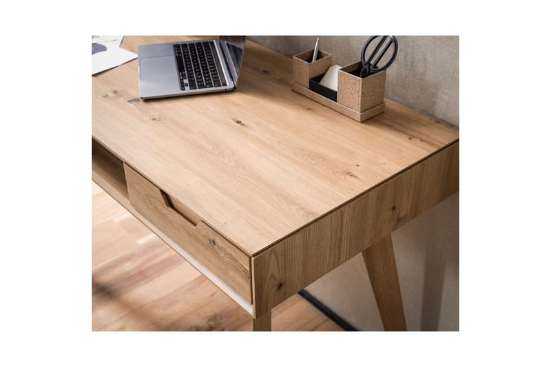 Skrivbord Wohnling Ek i trästil 120 cm med 2 lådor Förvaringsutrymme Modern - Möbler - Hemmakontor - Skrivbord