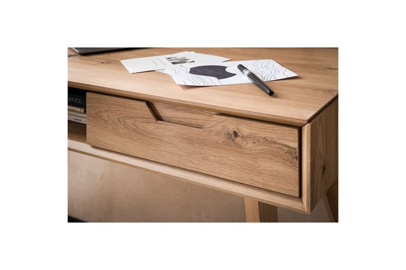 Skrivbord Wohnling Ek i trästil 120 cm med 2 lådor Förvaringsutrymme Modern - Möbler - Hemmakontor - Skrivbord