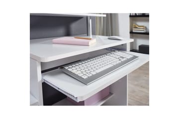 Skrivbord Wohnling för dator med hjul, tangentbord utdragbar, modern stil Vit - Vit - Möbler - Hemmakontor - Skrivbord