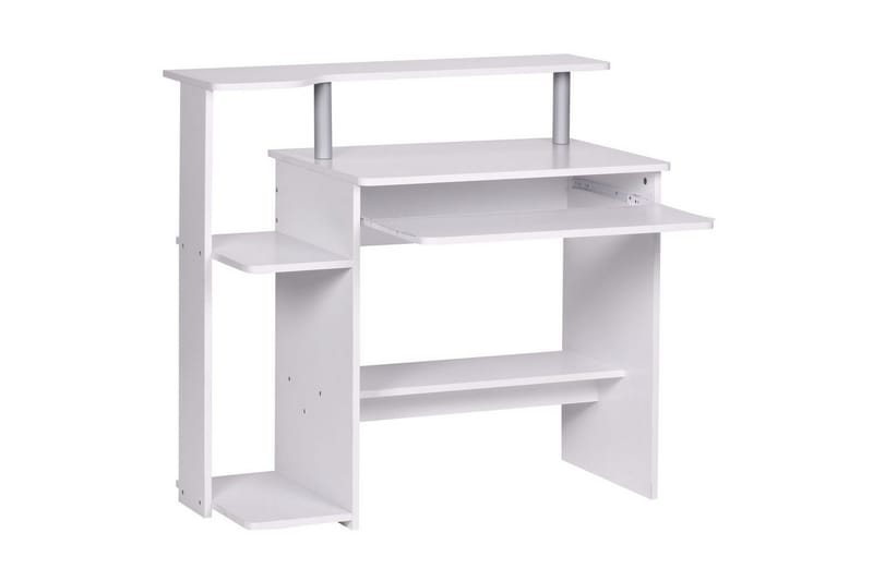Skrivbord Wohnling för dator med hjul, tangentbord utdragbar, modern stil Vit - Vit - Möbler - Hemmakontor - Skrivbord