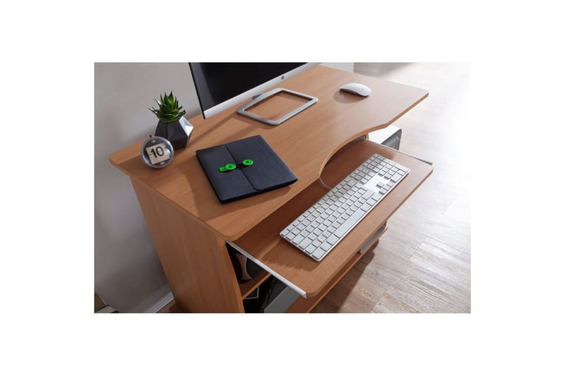 Skrivbord Wohnling för laptop eller dator med hjul, tangentbord utdragbar, modern stil Bok - Bok - Möbler - Hemmakontor - Skrivbord