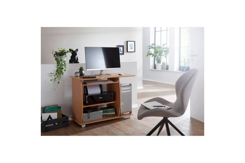 Skrivbord Wohnling för laptop eller dator med hjul, tangentbord utdragbar, modern stil Bok - Bok - Möbler - Hemmakontor - Skrivbord