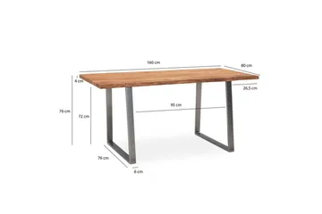 Skrivbord Wohnling Massiv trä träd kant metallben lantlig stil Silver, Rak, 160x80 cm - Silver, rak, 160x80 cm - Möbler - Hemmakontor - Skrivbord