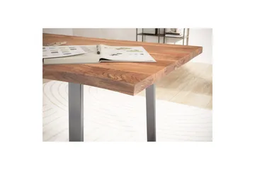 Skrivbord Wohnling Massiv trä träd kant metallben lantlig stil Silver, Rak, 160x80 cm - Silver, rak, 160x80 cm - Möbler - Hemmakontor - Skrivbord