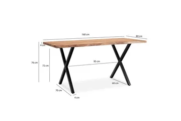 Skrivbord Wohnling Massiv trä träd kant metallben lantlig stil Svart, korsad, 160x80 cm - Svart, korsad, 160x80 cm - Möbler - Hemmakontor - Skrivbord