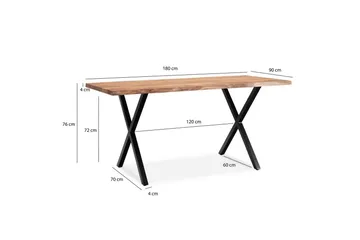 Skrivbord Wohnling Massiv trä träd kant metallben lantlig stil Svart, korsad, 180x90 cm - Svart, korsad, 180x90 cm - Möbler - Hemmakontor - Skrivbord