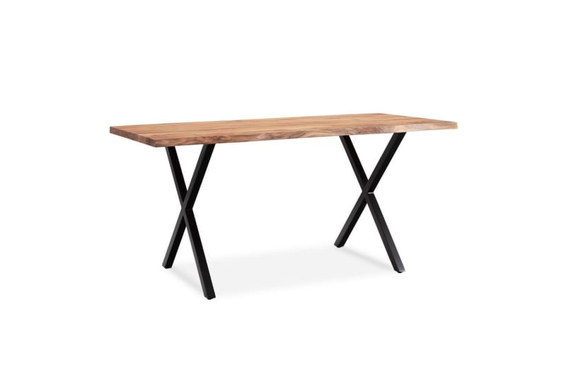 Skrivbord Wohnling Massiv trä träd kant metallben lantlig stil Svart, korsad, 200x100 cm - Svart, korsad, 200x100 cm - Möbler - Hemmakontor - Skrivbord