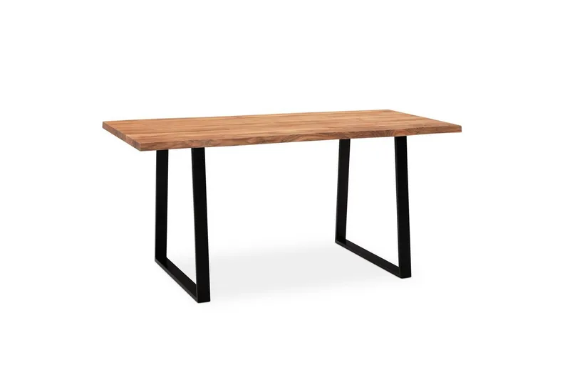 Skrivbord Wohnling Massiv trä träd kant metallben lantlig stil Svart, Rak, 180x90 cm - Svart, Rak, 180x90 cm - Möbler - Hemmakontor - Skrivbord