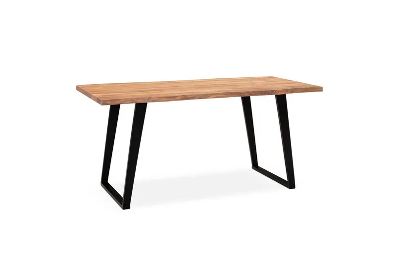 Skrivbord Wohnling Massiv trä träd kant metallben lantlig stil Svart, vinklad, 180x90 cm - Svart, vinklad, 180x90 cm - Möbler - Hemmakontor - Skrivbord