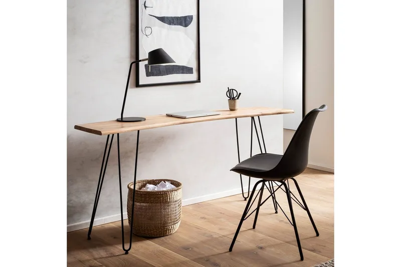 Skrivbord Wohnling Massivt trä 150 cm träd kant med hårnålben lantstil - Möbler - Hemmakontor - Skrivbord