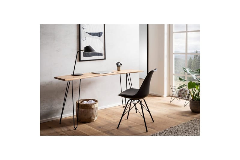 Skrivbord Wohnling Massivt trä 150 cm träd kant med hårnålben lantstil - Möbler - Hemmakontor - Skrivbord