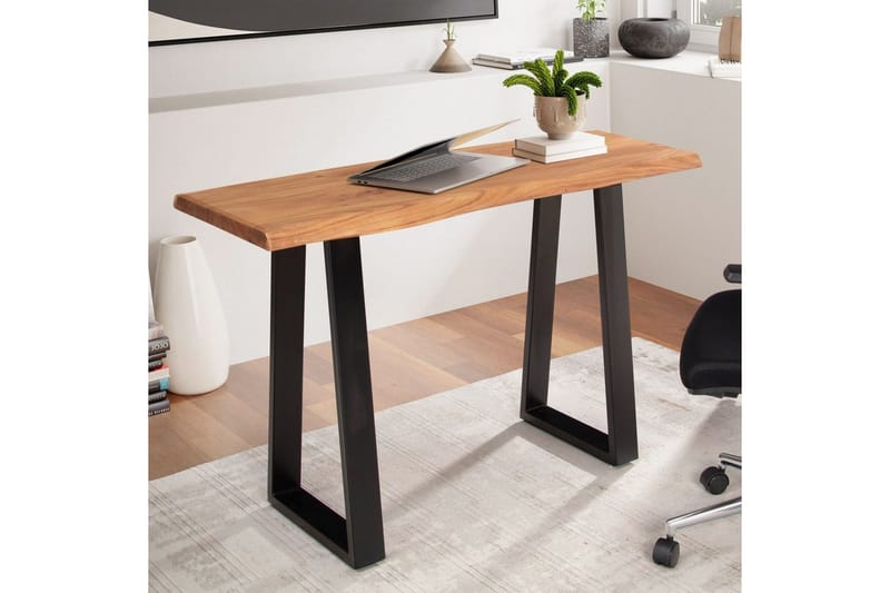 Skrivbord Wohnling Massivt trä med trädkanter, metallram - Möbler - Hemmakontor - Skrivbord