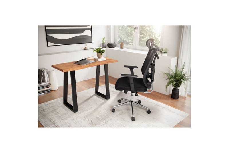 Skrivbord Wohnling Massivt trä med trädkanter, metallram - Möbler - Hemmakontor - Skrivbord