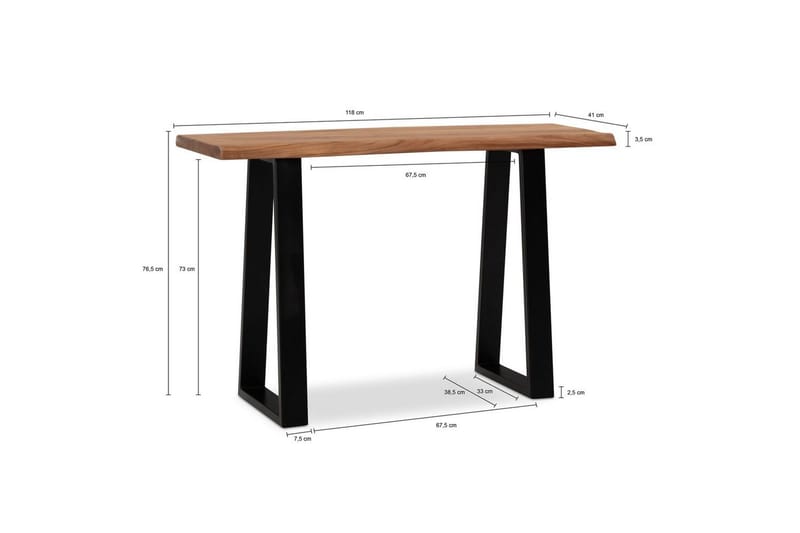 Skrivbord Wohnling Massivt trä med trädkanter, metallram - Möbler - Hemmakontor - Skrivbord