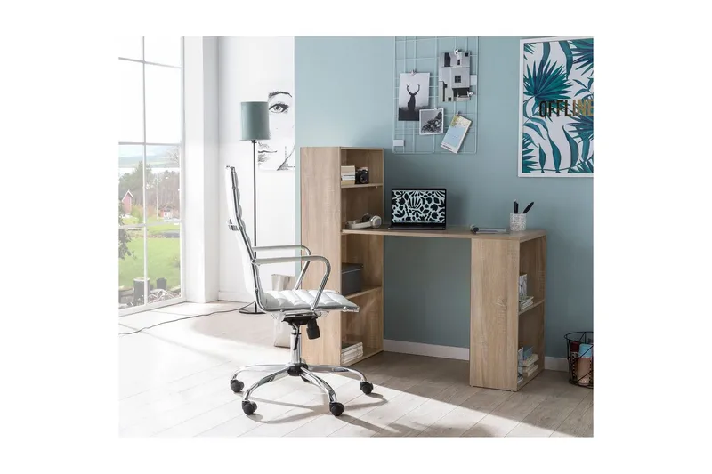 Skrivbord Wohnling med hylla 120x120x53 cm trä i modern stil Sonoma - Sonoma - Möbler - Hemmakontor - Skrivbord