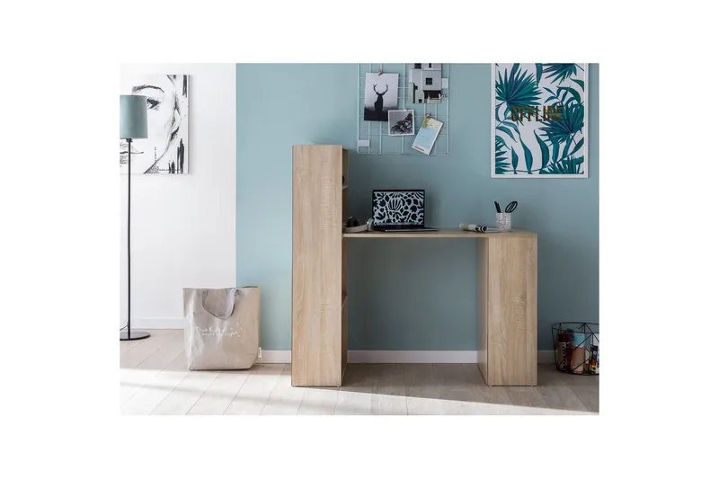 Skrivbord Wohnling med hylla 120x120x53 cm trä i modern stil Sonoma - Sonoma - Möbler - Hemmakontor - Skrivbord