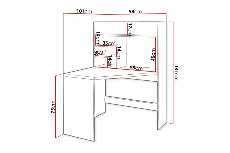 Zayden Skrivbord 101 cm - Vit - Möbler - Hemmakontor - Skrivbord