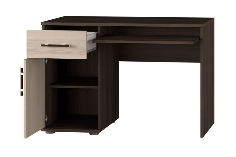 ZENI Skrivbord 110 cm med Förvaring Låda + Skåp Beige/Brun - Beige/Brun - Skrivbord - Bord