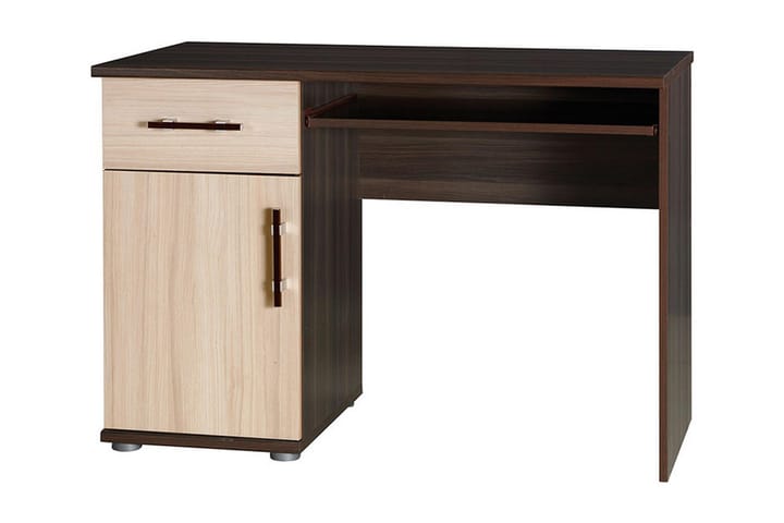 ZENI Skrivbord 110 cm med Förvaring Låda + Skåp Beige/Brun - Beige/Brun - Bord - Skrivbord