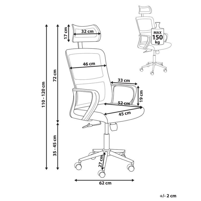 Skrivbordsstol Monarch - Grå, vit - Möbler - Hemmakontor - Kontorsstol