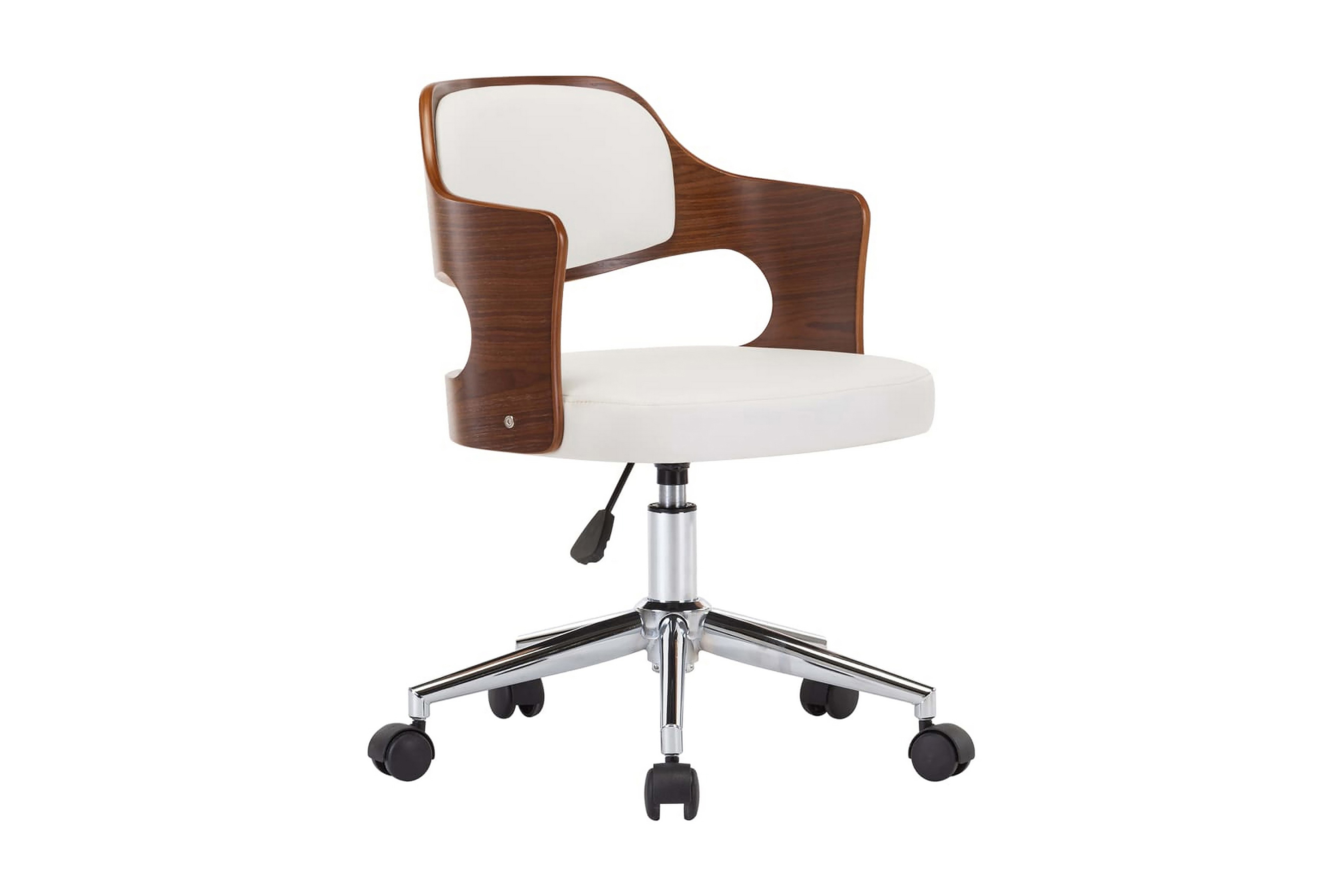 Snurrbar kontorsstol böjträ och konstläder vit – Vit