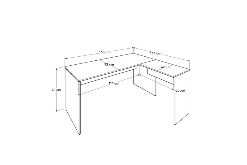Soonam Skrivbord 160x144 cm - Rödfärgat trä/Antracit - Möbler - Hemmakontor - Skrivbord