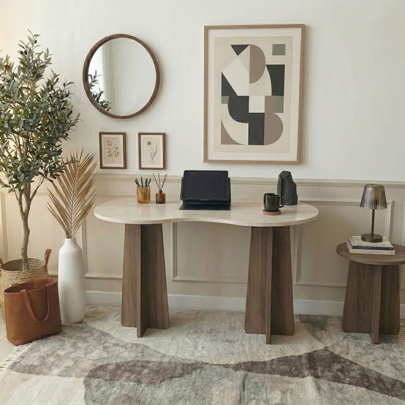 Soryn Skrivbord 120x75x60 cm - Travertine Walnut - Möbler - Hemmakontor - Skrivbord