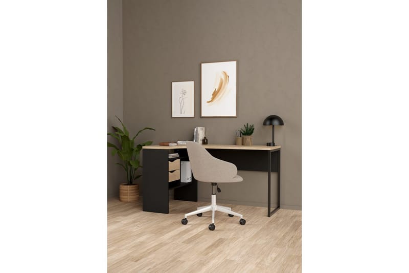 Taketo Hörnskrivbord 145 cm - Mörkgrå/Natur - Möbler - Hemmakontor - Skrivbord