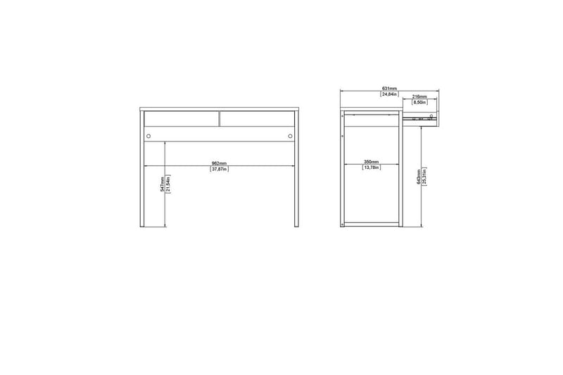Taketo Skrivbord 40x101,6 cm - Vit - Möbler - Hemmakontor - Skrivbord