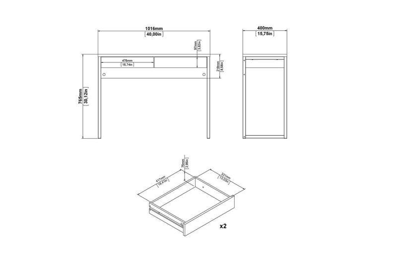 Taketo Skrivbord 40x101,6 cm - Vit - Möbler - Hemmakontor - Skrivbord