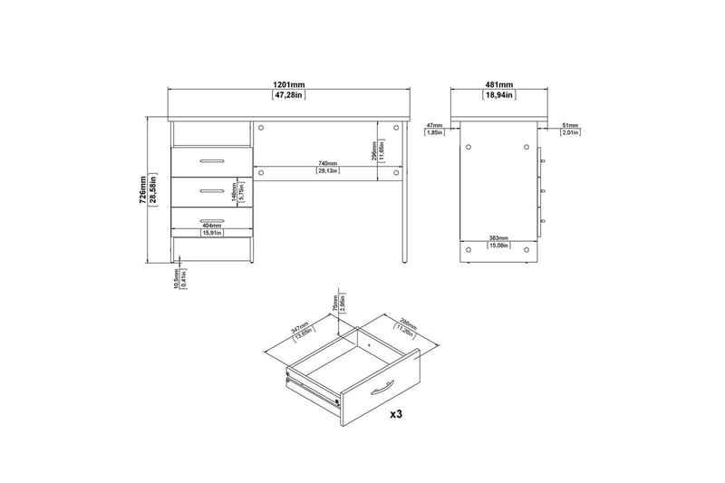 Taketo Skrivbord 48,1x120,1 cm - Natur - Möbler - Hemmakontor - Skrivbord
