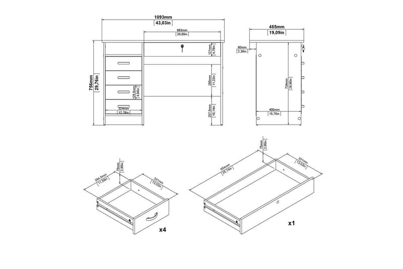 Taketo Skrivbord 48,5x109,3 cm - Natur - Möbler - Hemmakontor - Skrivbord