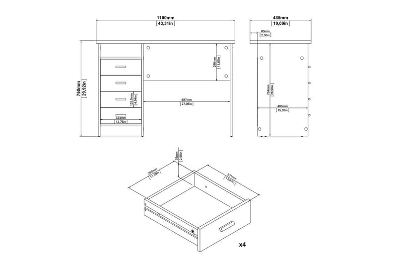 Taketo Skrivbord 48,5x110 cm - Natur - Möbler - Hemmakontor - Skrivbord
