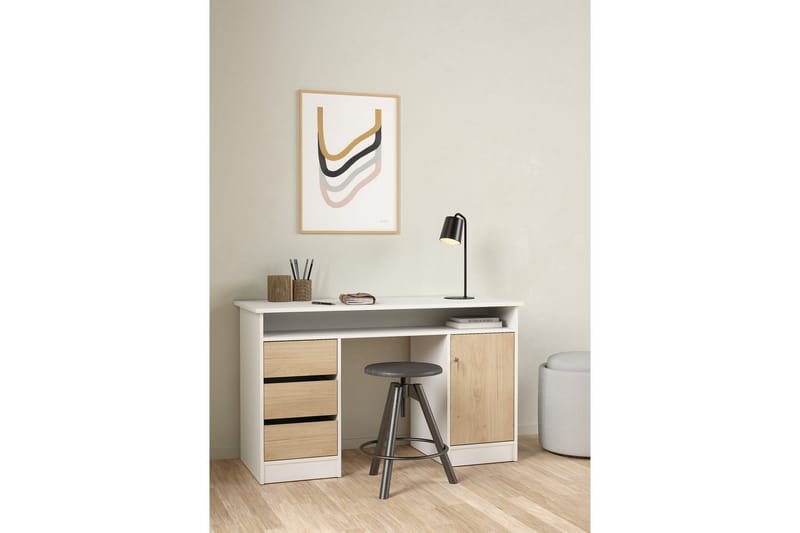 Taketo Skrivbord 55x126 cm - Vit/Natur - Möbler - Hemmakontor - Skrivbord